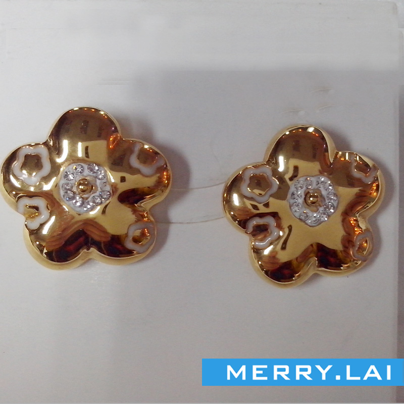 不銹鋼耳環(huán)定制，花型時(shí)尚耳釘，不銹鋼飾品定制